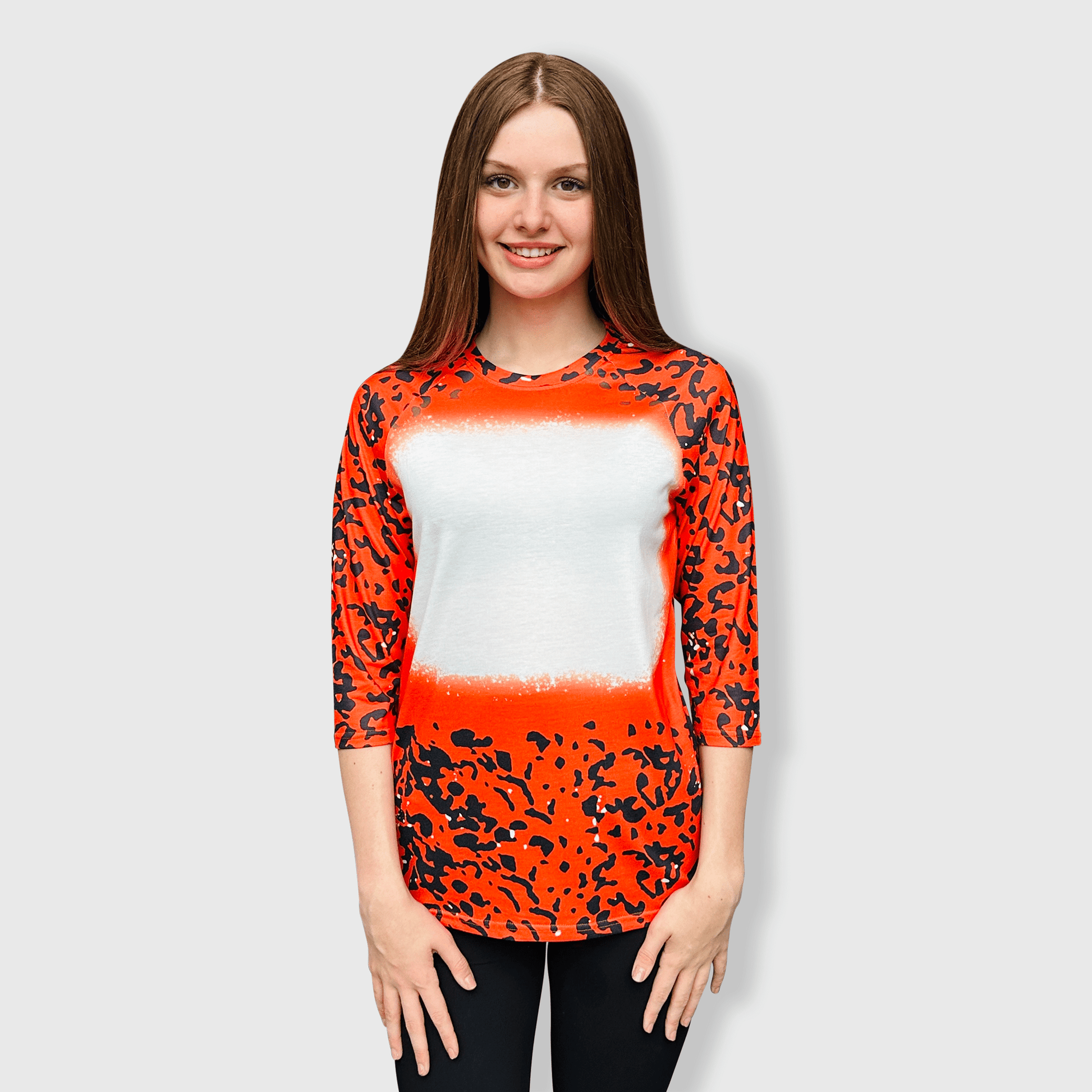 ILTEX Apparel Women's Clothing Halloween Orange Raglan Blank Faux Bleached Top