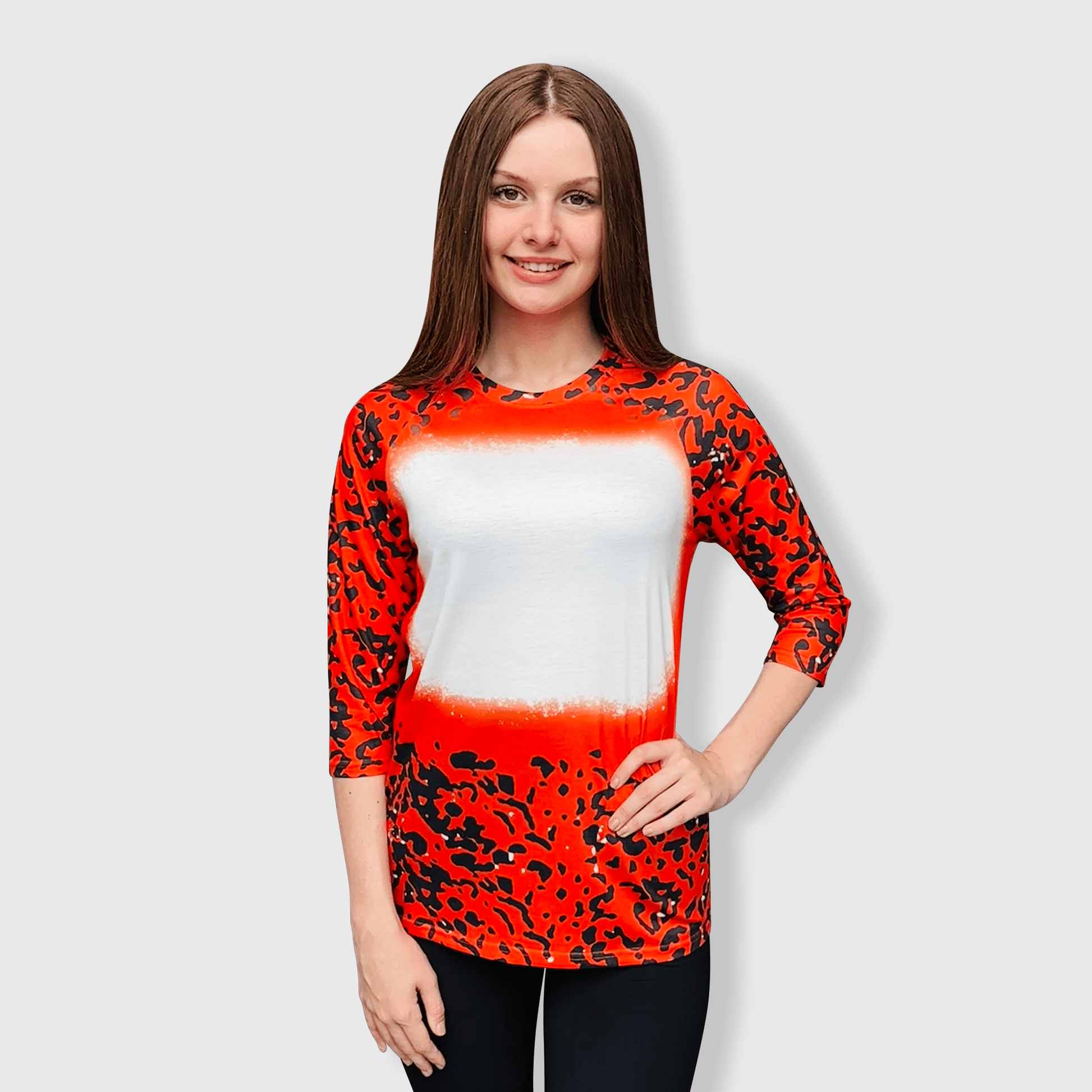ILTEX Apparel Women's Clothing Halloween Orange Raglan Blank Faux Bleached Top
