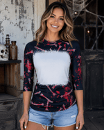 ILTEX Apparel Women's Clothing Halloween Raglan Blank Faux Bleached Top - HAW201