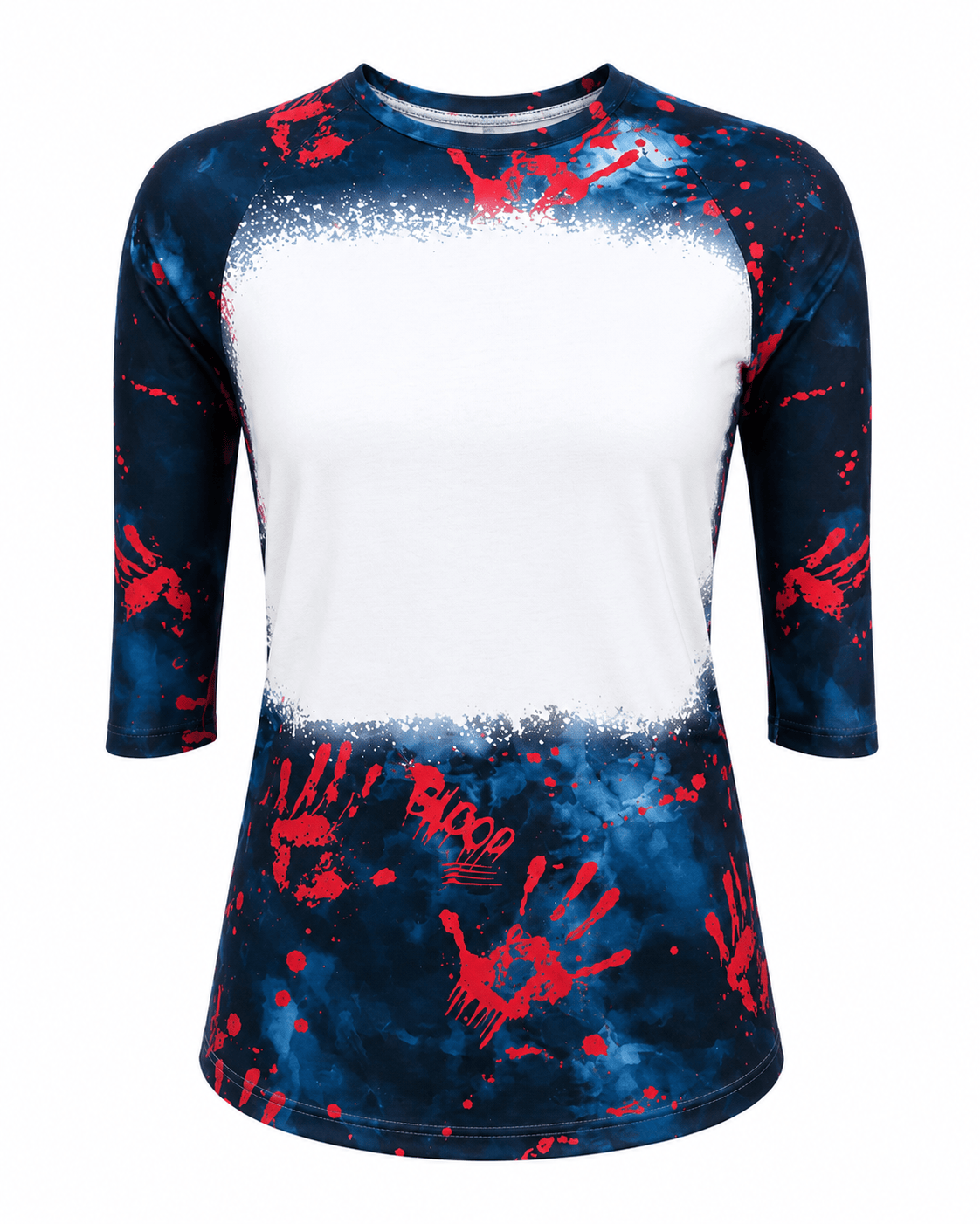 ILTEX Apparel Women's Clothing Halloween Raglan Blank Faux Bleached Top - HAW202