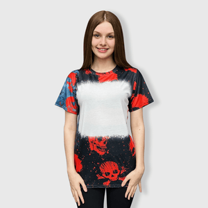ILTEX Apparel Women's Clothing Halloween Skulls Blank Faux Bleached Top - HAW203