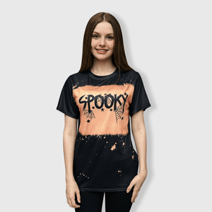 ILTEX Apparel Women's Clothing Halloween 'Spooky' Black Bleached Top