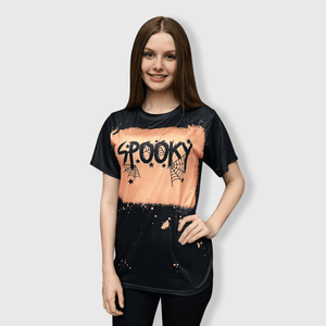 ILTEX Apparel Women's Clothing Halloween 'Spooky' Black Bleached Top