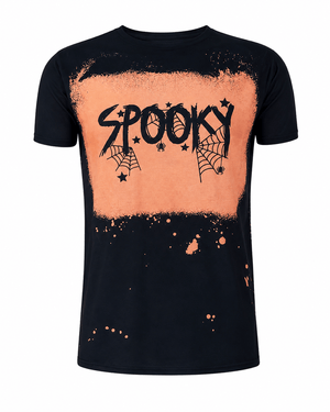 ILTEX Apparel Women's Clothing Halloween 'Spooky' Black Bleached Top