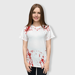 ILTEX Apparel Women's Clothing Halloween White Splatter Blank Faux Bleached Top - HAW204
