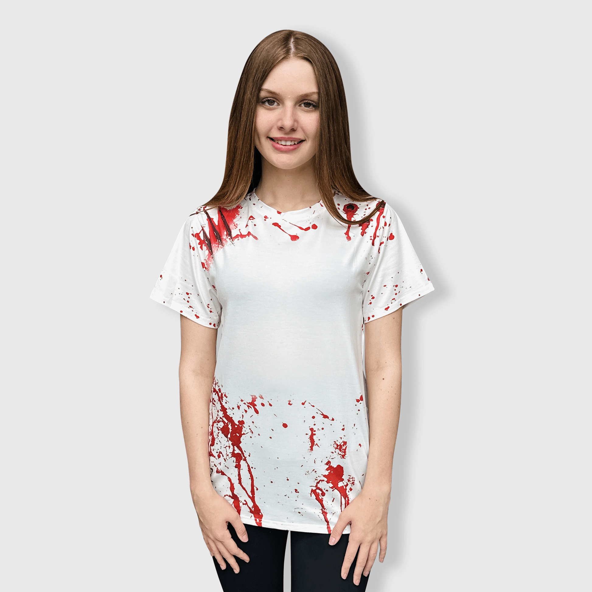 ILTEX Apparel Women's Clothing Halloween White Splatter Blank Faux Bleached Top - HAW204