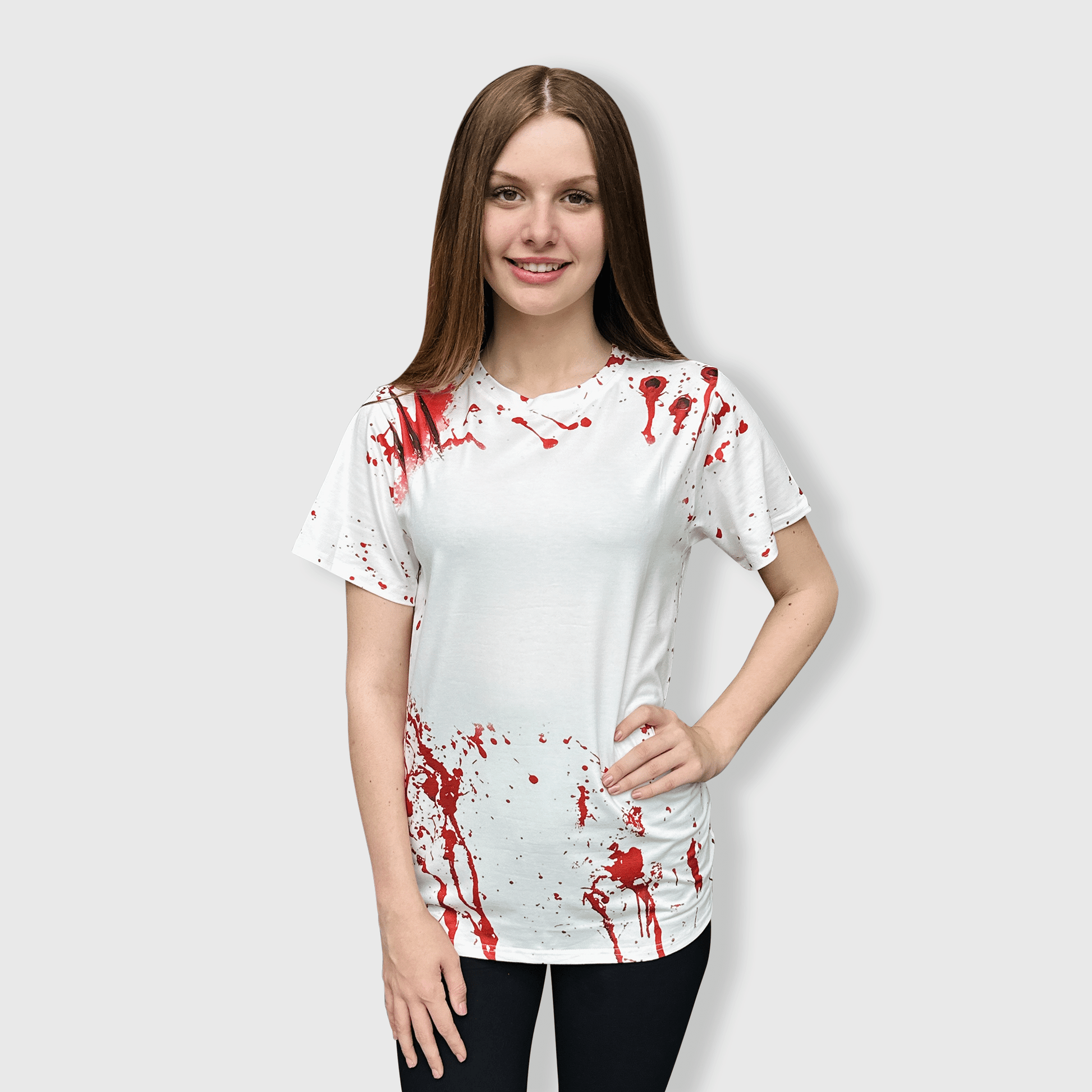 ILTEX Apparel Women's Clothing Halloween White Splatter Blank Faux Bleached Top - HAW204