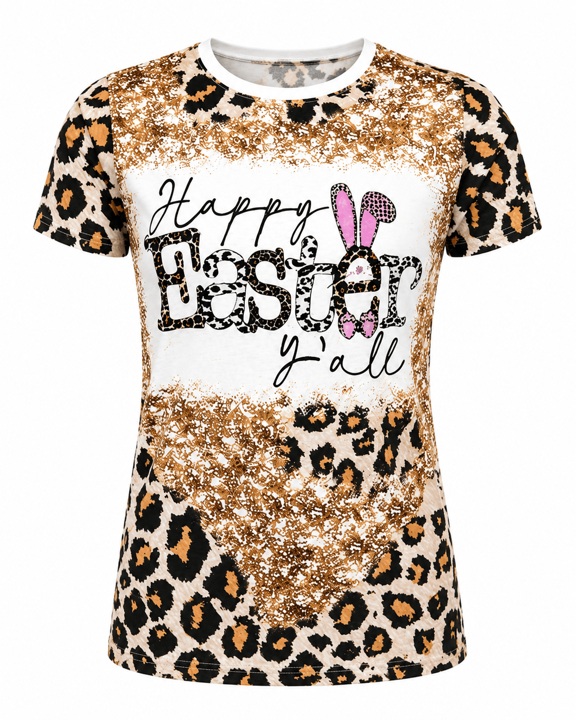 ILTEX Apparel Women's Clothing Happy Easter y'all Cheetah Top