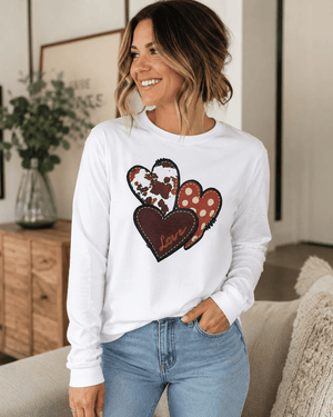 ILTEX Apparel Women's Clothing Heart Cow White Top