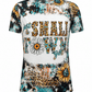 ILTEX Apparel Women's Clothing Just A Small Town Girl Sunflower Cheetah Faux Bleached Top