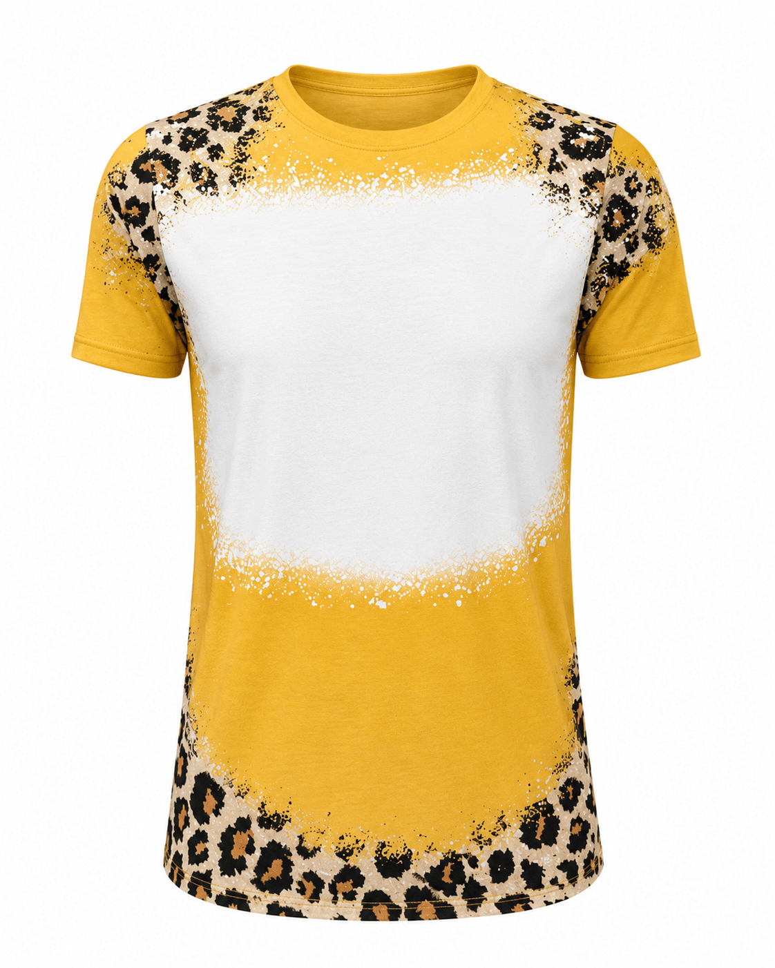 ILTEX Apparel Women's Clothing Leopard Gold Blank Faux Bleached Top