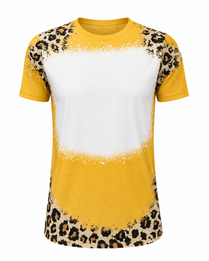 ILTEX Apparel Women's Clothing Leopard Gold Blank Faux Bleached Top