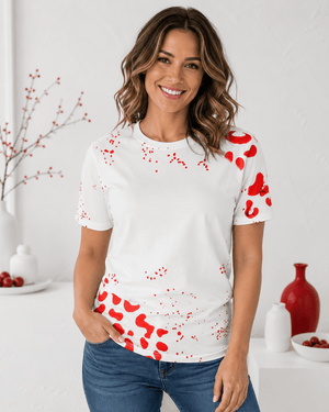 ILTEX Apparel Women's Clothing Leopard Red White Blank Tee