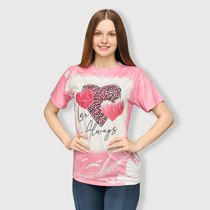 ILTEX Apparel Women's Clothing 'Love Always' Heart Dusty Pink Faux Bleached Top