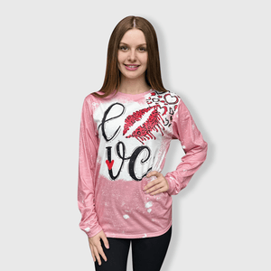 ILTEX Apparel Women's Clothing Love Hearts Dusty Pink Top