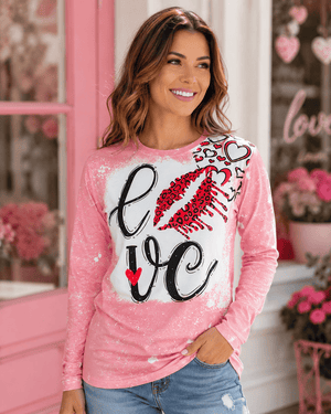 ILTEX Apparel Women's Clothing Love Hearts Dusty Pink Top