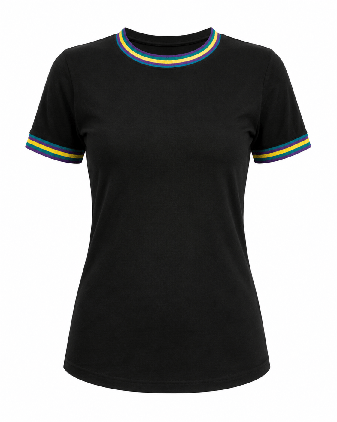 ILTEX Apparel Women's Clothing Mardi Gras Black Ringer Tee