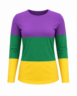 ILTEX Apparel Women's Clothing Mardi Gras Color Block Top