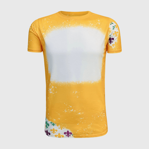 ILTEX Apparel Women's Clothing Mardi Gras Gold Fleur De Lis Blank Faux Bleached Top