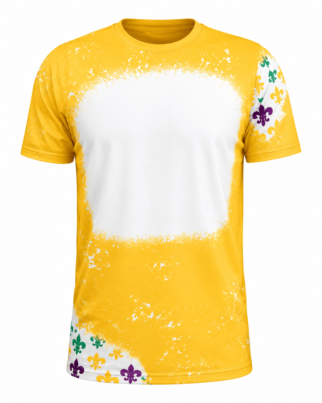 ILTEX Apparel Women's Clothing Mardi Gras Gold Fleur De Lis Blank Faux Bleached Top