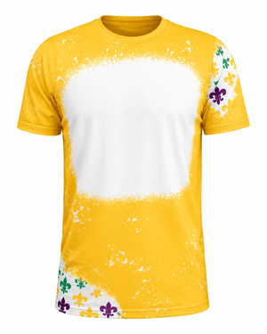 ILTEX Apparel Women's Clothing Mardi Gras Gold Fleur De Lis Blank Faux Bleached Top