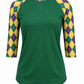 ILTEX Apparel Women's Clothing Mardi Gras Harlequin Diamond Green Top