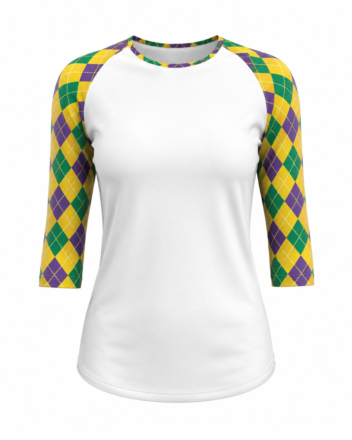 ILTEX Apparel Women's Clothing Mardi Gras Harlequin Diamond White Top
