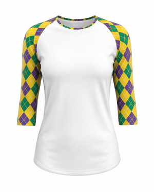 ILTEX Apparel Women's Clothing Mardi Gras Harlequin Diamond White Top