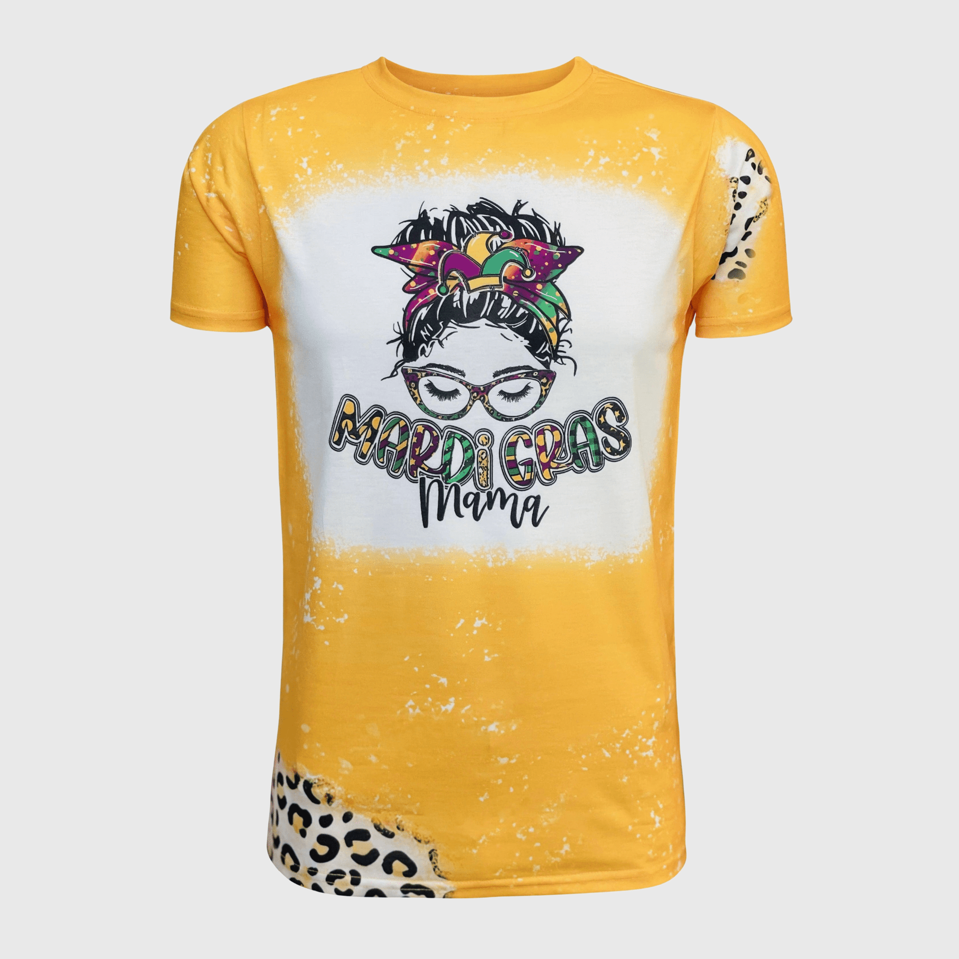 ILTEX Apparel Women's Clothing Mardi Gras Mama Gold Faux Bleached Top