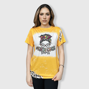 ILTEX Apparel Women's Clothing Mardi Gras Mama Gold Faux Bleached Top