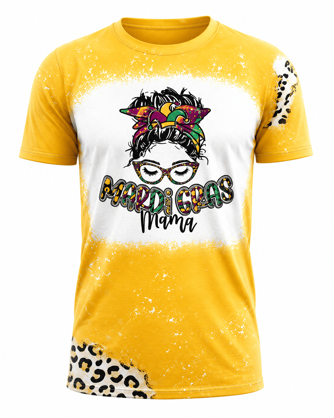 ILTEX Apparel Women's Clothing Mardi Gras Mama Gold Faux Bleached Top