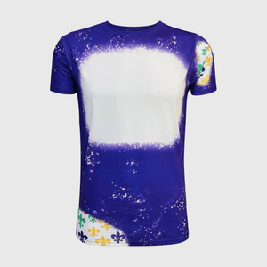 ILTEX Apparel Women's Clothing Mardi Gras Purple Fleur De Lis Blank Faux Bleached Top