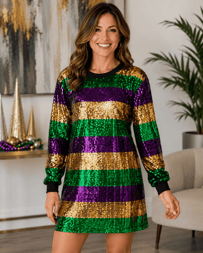 ILTEX Apparel Women's Clothing Mardi Gras Sequin Dress