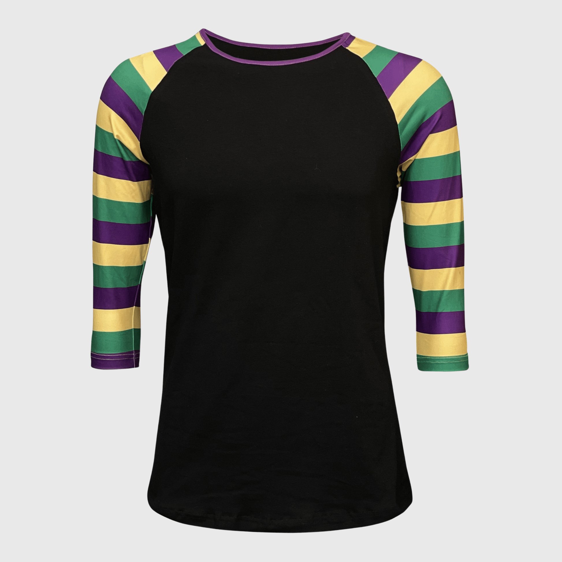 ILTEX Apparel Women's Clothing Mardi Gras Striped Black Top