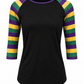 ILTEX Apparel Women's Clothing Mardi Gras Striped Black Top
