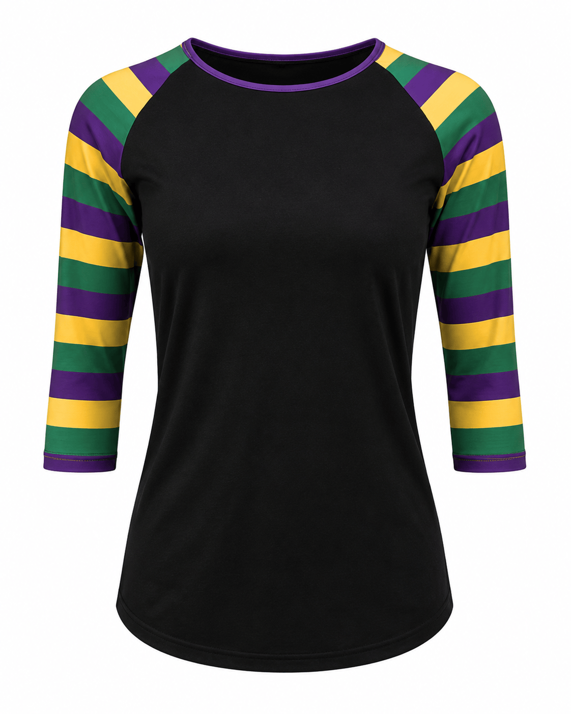 ILTEX Apparel Women's Clothing Mardi Gras Striped Black Top