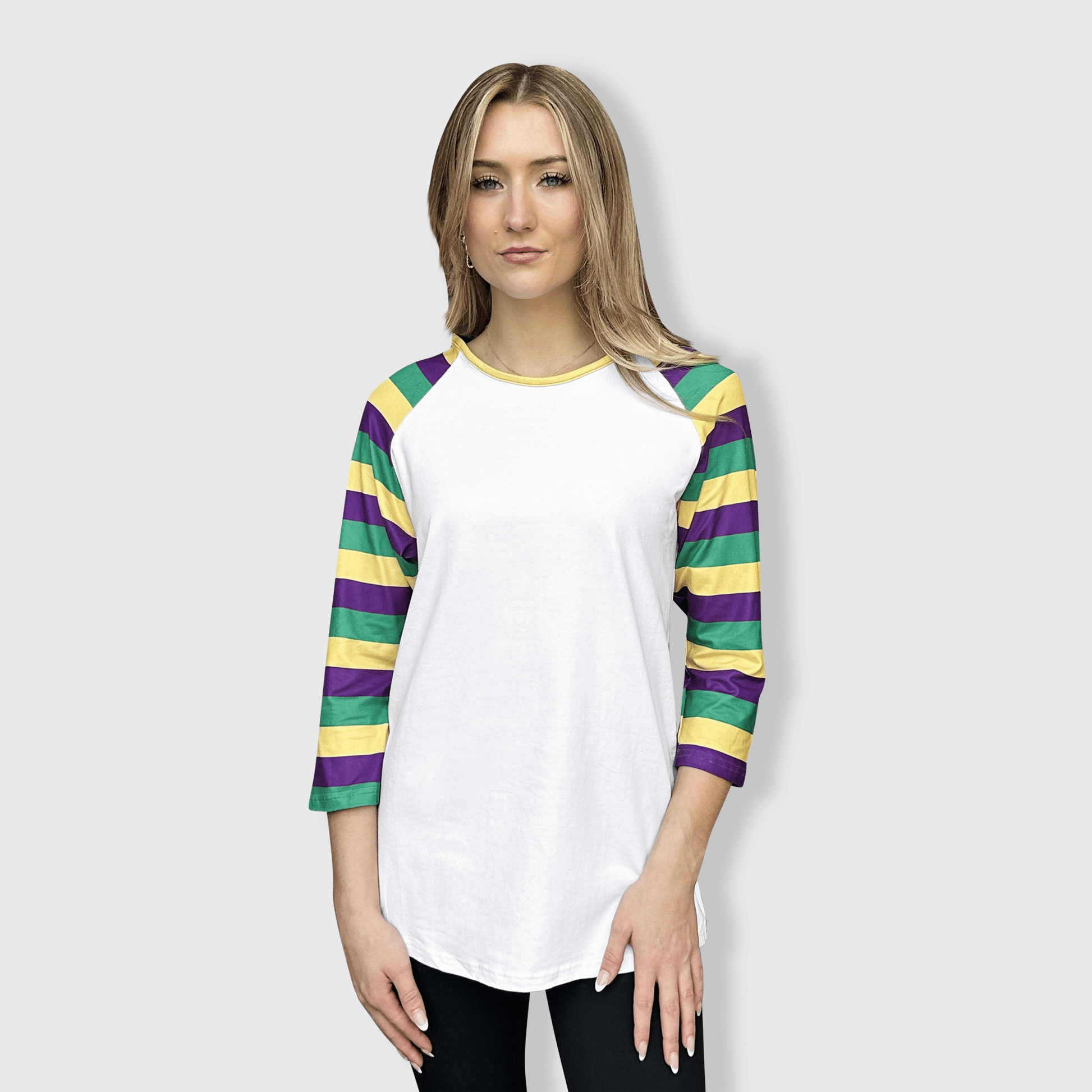 ILTEX Apparel Women's Clothing Mardi Gras Striped White Top