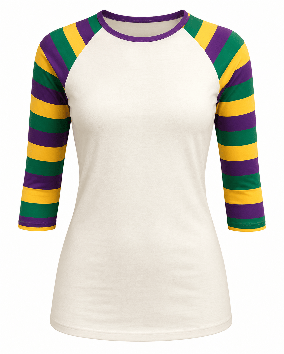 ILTEX Apparel Women's Clothing Mardi Gras Striped White Top