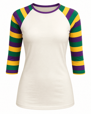 ILTEX Apparel Women's Clothing Mardi Gras Striped White Top