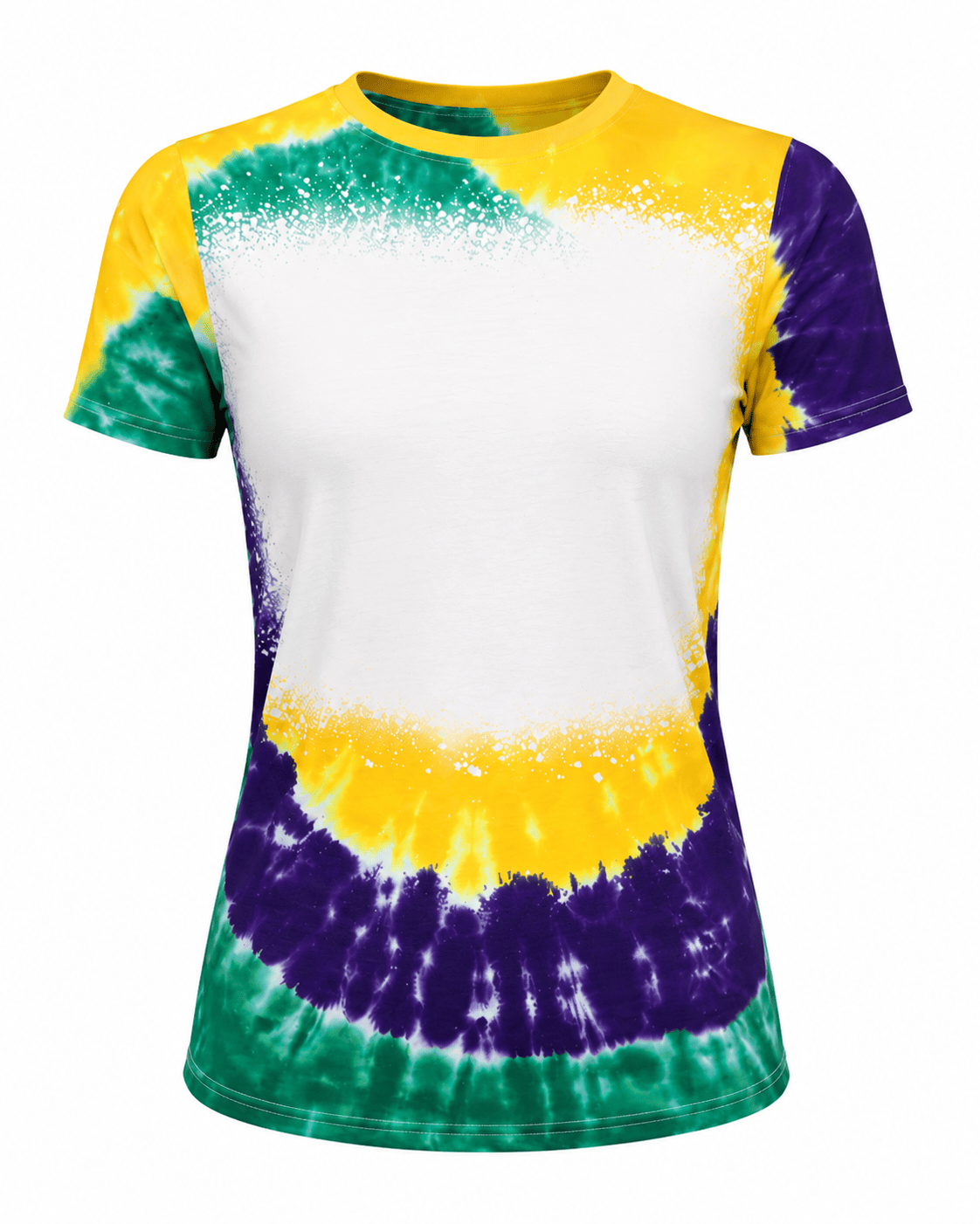 ILTEX Apparel Women's Clothing Mardi Gras Tie Dye Blank Faux Bleached Top