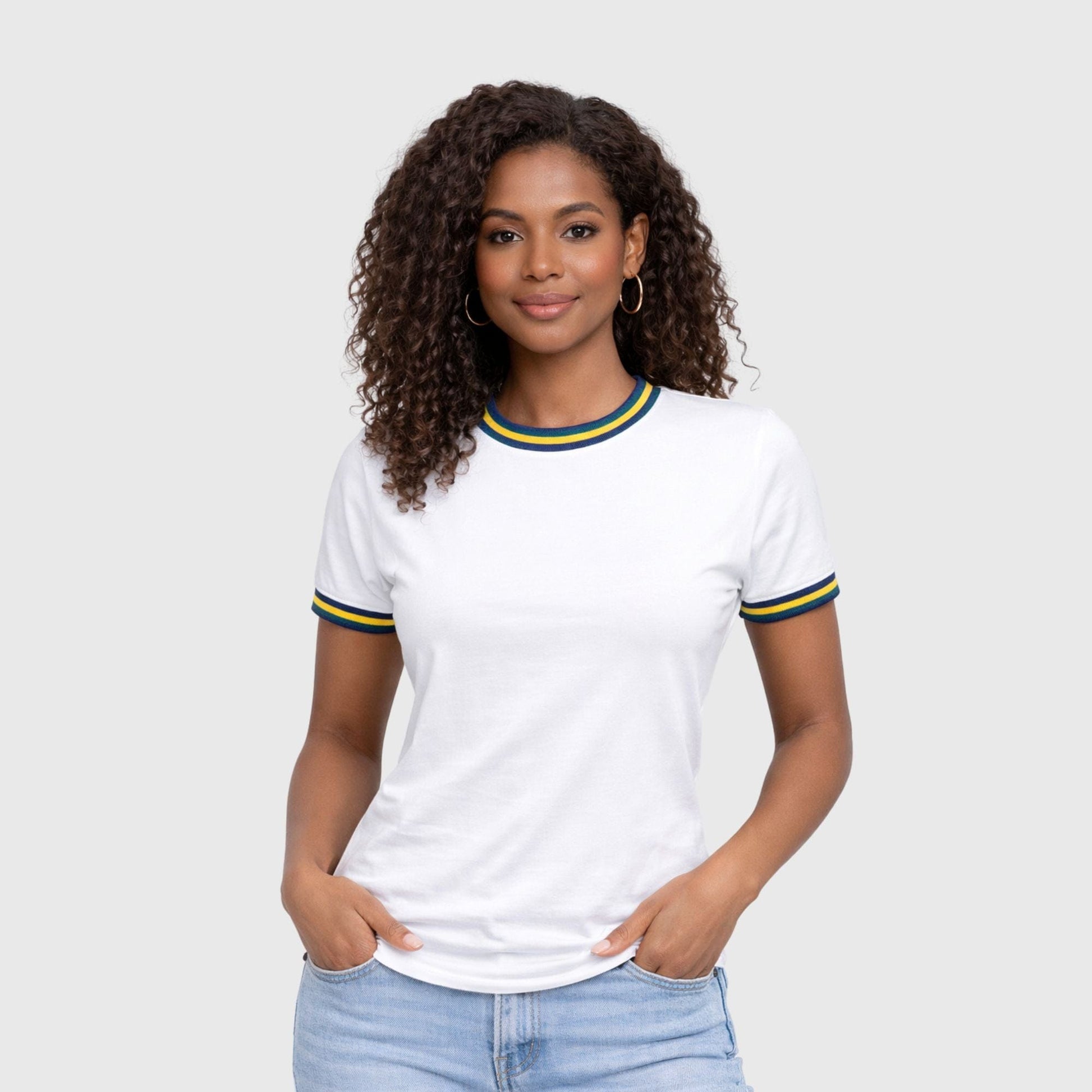 ILTEX Apparel Women's Clothing Mardi Gras White Ringer Tee