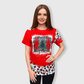 ILTEX Apparel Women's Clothing Merry Christmas Red Cheetah Short Sleeve Top