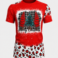 ILTEX Apparel Women's Clothing Merry Christmas Red Cheetah Short Sleeve Top