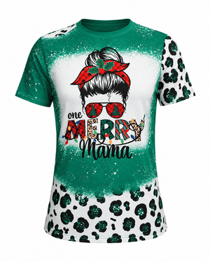 ILTEX Apparel Women's Clothing Merry Mama Green Cheetah Short Sleeve Top