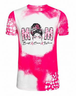 ILTEX Apparel Women's Clothing Messy Bun 'Breast Cancer ' Pink Cheetah Bleached Top