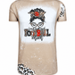 ILTEX Apparel Women's Clothing Messy Bun 'Football Mom' Cream Cheetah Bleached Top