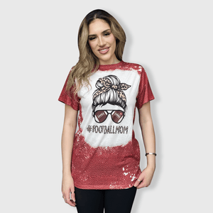 ILTEX Apparel Women's Clothing Messy Bun 'Football Mom' Grains Bleached Top