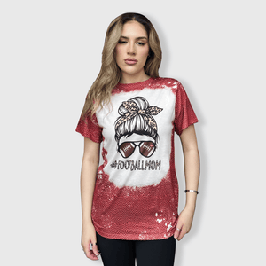 ILTEX Apparel Women's Clothing Messy Bun 'Football Mom' Grains Bleached Top