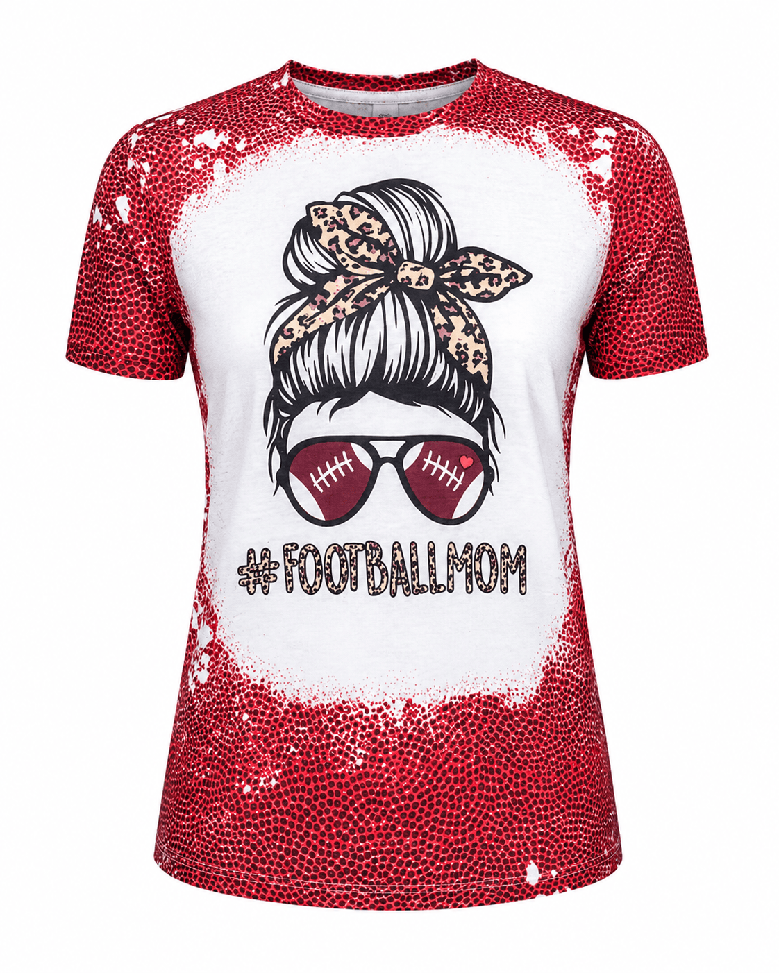 ILTEX Apparel Women's Clothing Messy Bun 'Football Mom' Grains Bleached Top