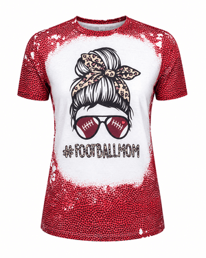 ILTEX Apparel Women's Clothing Messy Bun 'Football Mom' Grains Bleached Top